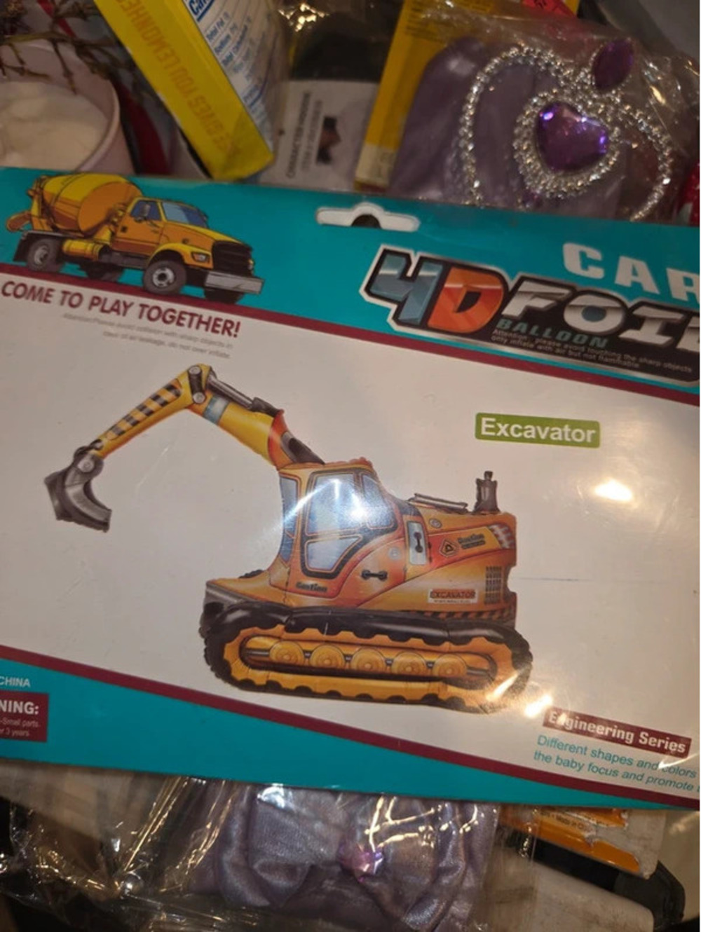 4D foil balloon excavator party